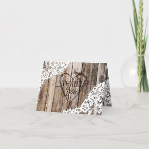 Bois rustique et dentelle Carte de remerciements