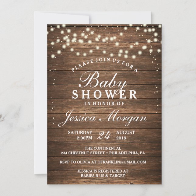 Bois rustique et feux Baby shower Invitation (Devant)