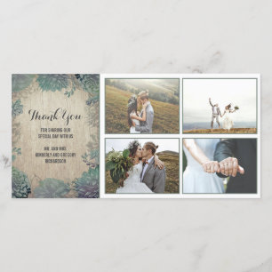 Bois rustique et Merci Mariage succulent