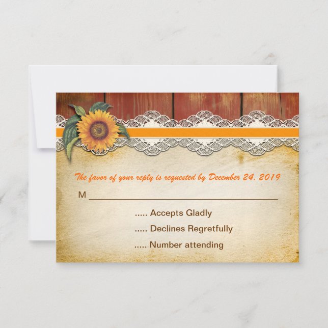 bois rustique et tournesol mariage rsvp (Devant)