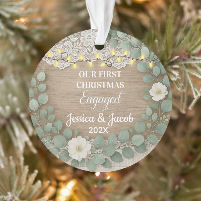 Bois Rustique & Eucalyptus Premier Noël Fiancés (Arbre)