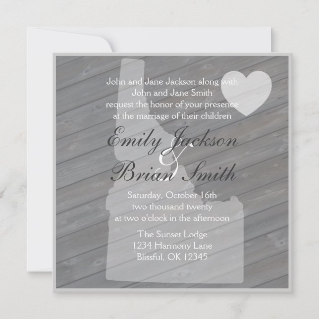 Bois rustique Idaho Gris invitations de mariage (Devant)