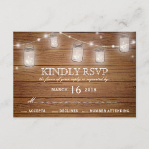 Bois rustique Mason Jar String éclats mariage RSVP