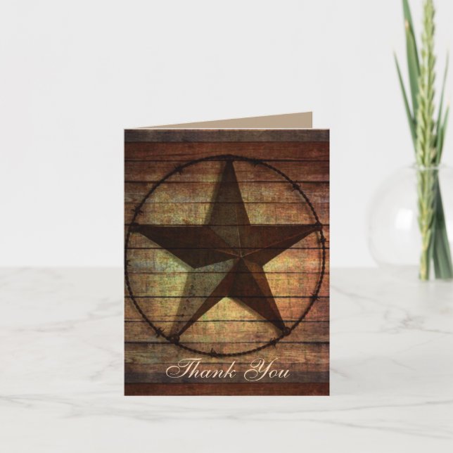 bois rustique texas star western mariage merci (Devant)