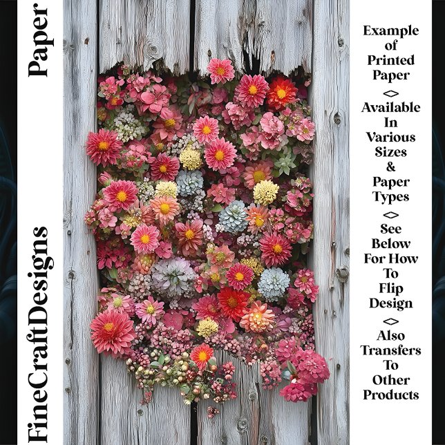 Bois rustique vieilli avec fleurs CL4 Papier pour  (Créateur téléchargé)