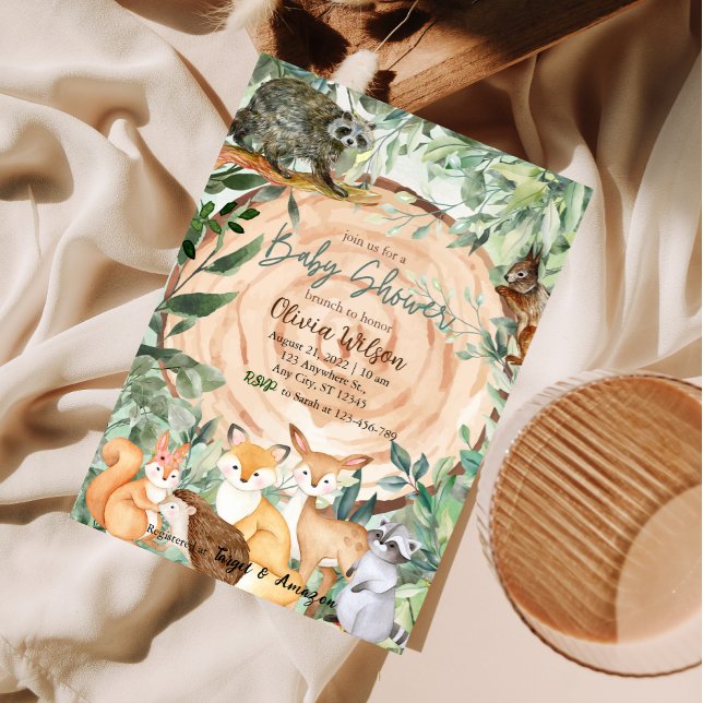 bois Safari Animaux baby shower Invitation (Créateur téléchargé)