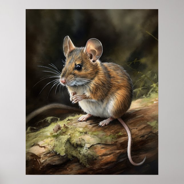 Bois Souris Bois Bois Animal Art Imprimer Poster (Devant)