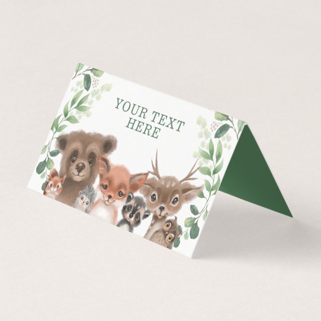 Bois tendance Animaux Forest Greenery Carte Place (Front)