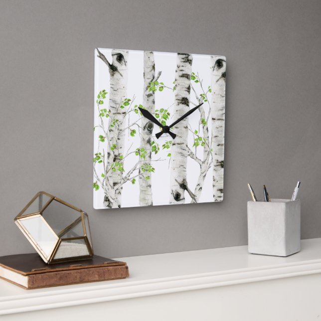 Boisier blanc rustique Horloge murale acrylique (Bureau)