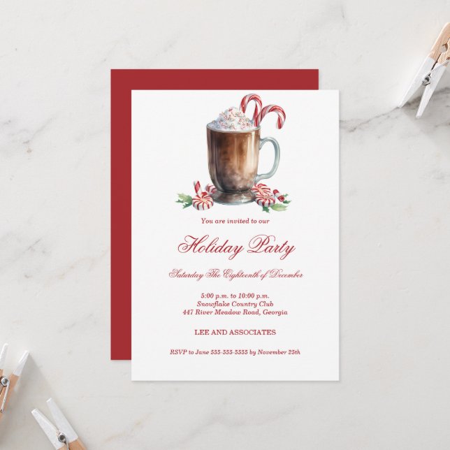 Boisson friandise invitation de fête de Noël  (Devant/Arrière en situation)
