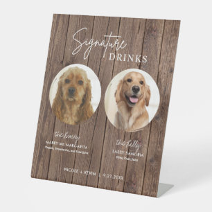 Boisson Signature Chien Panneau Mariage Rustique P