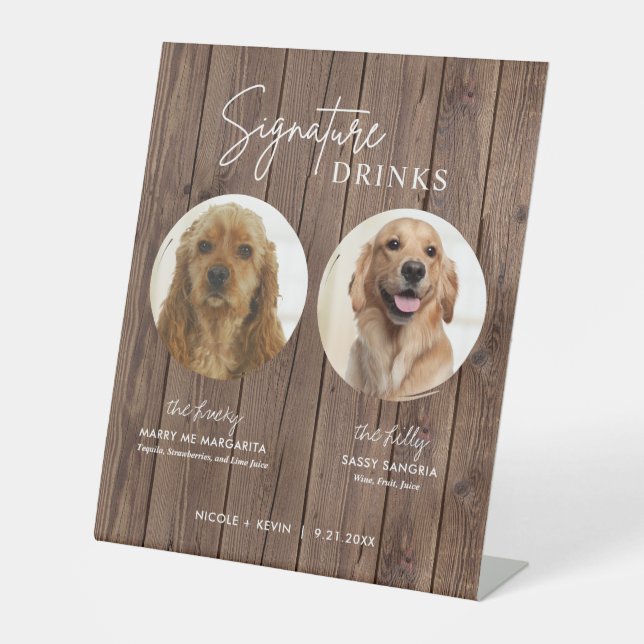 Boisson Signature Chien Panneau Mariage Rustique P (Recto)