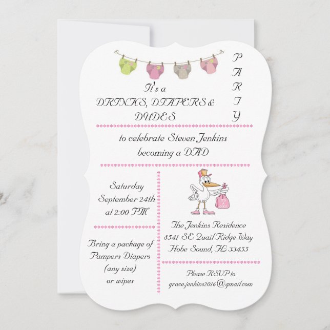 Boissons, Diapers & Dudes - Invitation (Devant)