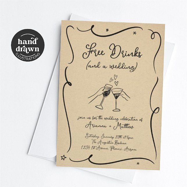 Boissons gratuites et Faire-part de mariage (Créateur téléchargé)