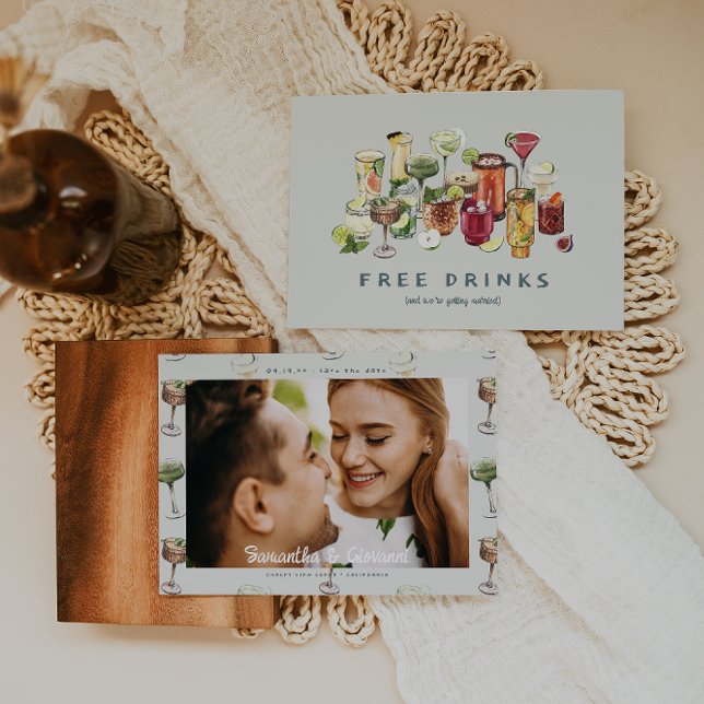 Boissons Gratuites | Photo de mariage de cocktail  (Créateur téléchargé)