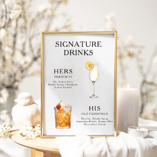 Boissons Signature Menu Affiche Cocktail de Mariag