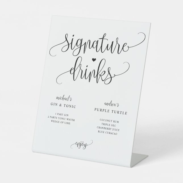 Boissons Signature Panneau de Mariage Calligraphie (Recto)