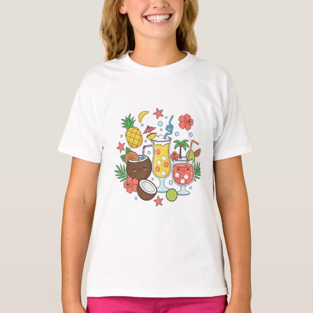 Boissons Tropicales T-Shirt de Fille de Cocktail d (Devant)