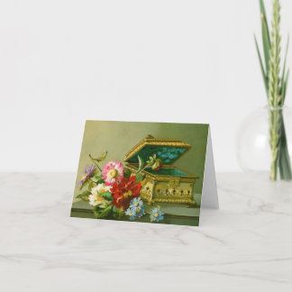 Boîte à bijoux et fleurs Carte pour notes personna