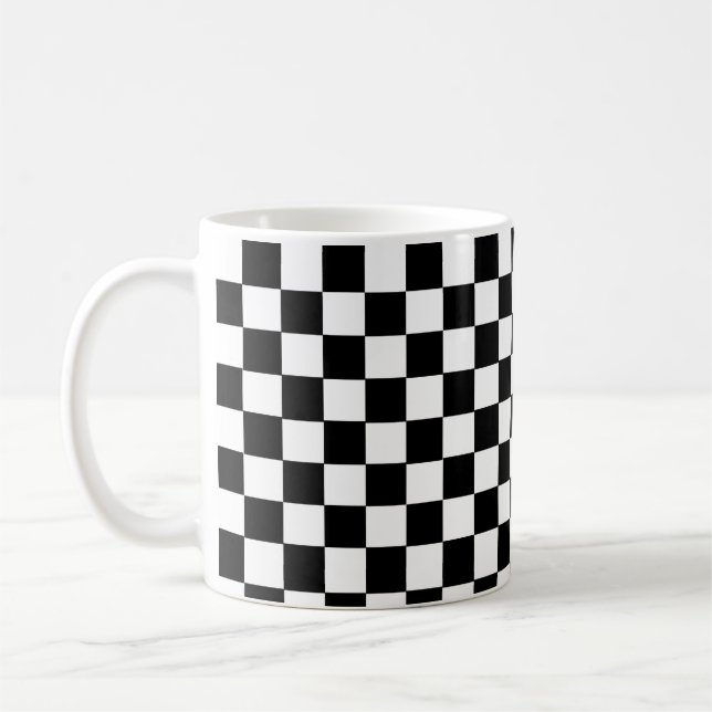Boîte à cocher noire blanche Coffee Cup Mug (Gauche)