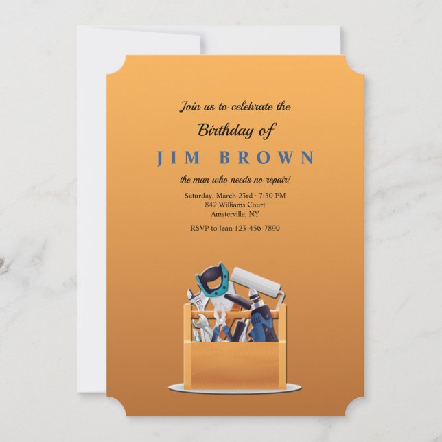 Boîte à outils pour hommes Invitation d'anniversai (Devant)
