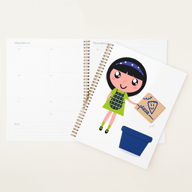 Boîte à pizza Recycling Girl Amusante Éco-Friendly (Créateur téléchargé)