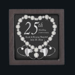 Boîte À Souvenirs 25ème L'anniversaire argenté personnalisent la<br><div class="desc">25ème Boîte-cadeau de souvenir d'anniversaire. 100% personnalisable. Préparez pour compléter les boîtes ou pour cliquer sur dessus le bouton de PERSONNALISER pour ajouter, déplacer, supprimer, remettre à la côte ou changer la police ou les graphiques l'uns des. Fait avec le vecteur de haute résolution et/ou les graphiques numériques pour une...</div>