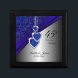 Boîte À Souvenirs 45e Sapphire Mariage Anniversaire Design 2<br><div class="desc">Boite cadeau de design pour les 45e ou 65e anniversaire de Mariage Sapphire. REMARQUE : SEULEMENT CHANGER LES ZONES MODÈLES NÉCESSAIRES! 😀 Si nécessaire, vous pouvez supprimer le texte et commencer à ajouter le texte et la police que vous voulez. 📌 Si vous avez besoin d'une personnalisation plus poussée, cliquez...</div>