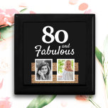 Boîte À Souvenirs 80 et Fabulous Gold Parties scintillant 2 Photo 80<br><div class="desc">80 et Fabulous Gold Parties scintillant 2 Photo boîte cadeau 80th Birthday. Boîte cadeau personnalisée avec 2 photos et parties scintillant en faux or. Ajoutez vos photos - vous pouvez utiliser une photo ancienne et nouvelle.</div>