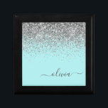 Boîte À Souvenirs Aqua Blue - Turquoise Parties scintillant argent M<br><div class="desc">Aqua Blue - Turquoise et Silver Éperche Parties scintillant Script Monogramme Nom Bijoux Garde-robe. Cela fait le cadeau parfait de remise de diplômes,  anniversaire,  mariage,  douche nuptiale,  anniversaire,  baby shower ou bachelorette pour quelqu'un qui aime le luxe glam et les styles chic.</div>