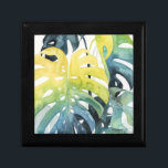 Boîte À Souvenirs Aquarelle Coucher de soleil Palm Tree Feuilles<br><div class="desc">"Sunset Palm Composition I" par Grace Popp. Il présente une végétation tropicale aquarelle.</div>