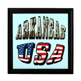 Boîte À Souvenirs Arkansas Picture et USA Flag Text