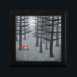 Boîte À Souvenirs Art Forêt Fox<br><div class="desc">Un renard rouge sauvage se dresse au milieu des arbres dans une forêt sombre. Une peinture paysagère pour les amoureux des animaux,  de la nature et de la faune.</div>