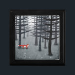 Boîte À Souvenirs Art Forêt Fox<br><div class="desc">Un renard rouge sauvage se dresse au milieu des arbres dans une forêt sombre. Une peinture paysagère pour les amoureux des animaux, de la nature et de la faune.</div>