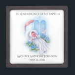 Boîte À Souvenirs Baptême Baby Boy Blue Flowers Croix<br><div class="desc">C'est une belle image d'un petit garçon avec une croix,  des fleurs bleues,  et une colombe,  qui représente l'Esprit Saint,  béni lors de son baptême.</div>