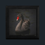 Boîte À Souvenirs Beau cygne noir avec un bec rouge vif<br><div class="desc">Une atmosphère élégante et moelleuse avec une touche de classe. Un magnifique cygne noir flottant sur une rivière. Les bords doux et les tons foncés intenses de cette photo contrastent fortement avec ce bec rouge vif,  ce qui en fait une image de nature saisissante,  sublime et transcendante.</div>
