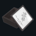 Boîte À Souvenirs Black Fancy Minimalist Branches & Leaves<br><div class="desc">Black Fancy Minimalist Branches & Leaves Gift Ring Box. This box have a minimalist & chic twing Wedding monogram design. Fully customizable is the ideal design for a simple and elegant wedding. Design applicable to any event: Wedding, birthday, anniversary ... and everything you can think of. Perfect to give to...</div>