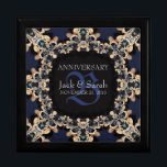 Boîte À Souvenirs Bleu Sapphire Gems Mariage Anniversaire Cadeau<br><div class="desc">Dentelles uniques et élégantes dans un décor doré et bleu saphir - Exquis et élégant mariage, anniversaire ou fiançailles présent. Personnalisez-vous avec les noms, la date d'anniversaire et le monogramme ou les numéros - fait en une magnifique boîte cadeau en bois pour garder des bijoux, des babioles pour vos cadeaux...</div>