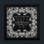 Boîte À Souvenirs Boîte-cadeau pour l'anniversaire de la dentelle no<br><div class="desc">Dentelles uniques et élégantes d'inspiration créative en noir blanc et gris argenté - Exquise et élégante couture de mariage, anniversaire ou fiançailles présent. Personnalisez-vous avec les noms, la date d'anniversaire et le monogramme ou les numéros - fait en une magnifique boîte cadeau en bois pour garder des bijoux, des babioles...</div>