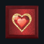 Boîte À Souvenirs Boîte-cadeau rouge d'effet de pierre gemme de<br><div class="desc">Effet rouge de pierre gemme de coeur sur l'arrière - plan rouge de damassé. Belle boîte à bijoux de cadeau pour votre aimée.</div>