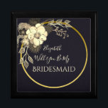 Boîte À Souvenirs Boîte de proposition de la Bridesmaid noir et or<br><div class="desc">Elégante boîte de proposition de femme de chambre noire avec fleurs d'or rustique. Un choix parfait pour les mariages chics d'automne ou d'hiver contemporains !</div>