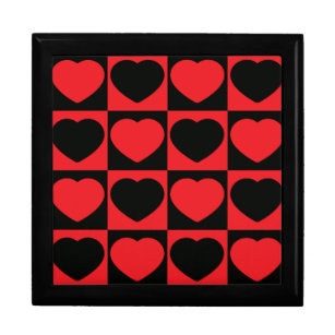 Boîte À Souvenirs boîte en carreaux de coeurs noir et rouge
