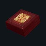 Boîte À Souvenirs Bonheur chinois d'or élégant de Flora double<br><div class="desc">Symbole chinois floral de bonheur d'or double.  Boîtes-cadeau de mariage.</div>