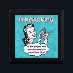 Boîte À Souvenirs Bunco drôle - l'identification aiment remercier<br><div class="desc">Ajoutez quelques humour et bons rires à votre événement de Bunco.  Je voudrais remercier tous les joueurs qui étaient à ivre pour compter leurs matrices.  Les femmes vintages de style grimace tout en tenant tout son argent liquide de Bunco.  Grand comme prix ou cadeau de Bunco.</div>