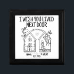Boîte À Souvenirs Cadeau Personnalisé Fille Je Souhaite Que Vous Avi<br><div class="desc">Vous cherchez un cadeau parfait pour l’anniversaire de votre fille? Ne cherchez pas plus loin que notre boîte personnalisée I Wish You Lved Next Door en bois de garde boîte! Ce cadeau unique et spécial lui fera certainement sentir aimé et apprécié. De plus, avec une inscription personnalisée, ce sera un...</div>