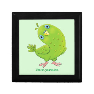 Boîte À Souvenirs Caricature de perruche verte curieuse