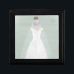Boîte À Souvenirs Carte de mariée<br><div class="desc">Peinture originale d'une mariée en robe et voile mariages blancs</div>