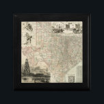 Boîte À Souvenirs Carte du Texas aux frontières du comté<br><div class="desc">Cette carte extraordinaire de l'état du Texas montre comment les lignes du comté ont été dessinées. Il contient également des rendus de l'Alamo,  un derrick à l'huile,  et des cowboys sur les chevaux. Montrez un peu d'amour à Lone Star State en achetant cette impression!</div>