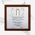 Boîte À Souvenirs Citation Rumi Inspirationnelle Garde-bijoux<br><div class="desc">Belle citation RUMI en écriture noire sur un arrière - plan abstrait bleu-violet glacé. Jolie image de la porte décore le haut. Idée cadeau idéal pour quiconque souhaite stocker des pâtisseries ou des bijoux dans une boîte inspirante.</div>