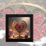Boîte À Souvenirs Coeur d'or victorien aux roses rouges, vintage<br><div class="desc">Cette belle boîte à souvenir / boîte à bijoux / boîte à cadeau dispose d'un coeur doré victorien décoré de roses rouges et de bougies sur un arrière - plan romantique dans des couleurs douces. Faites un grand cadeau pour la Saint-Valentin,  les anniversaires et plus encore!</div>